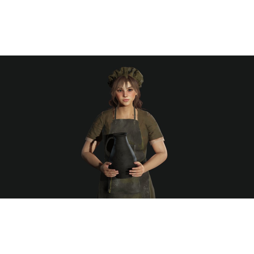 Young Beautiful Girl 3D Model – Low Poly Game-Ready Character, FBX - View 7