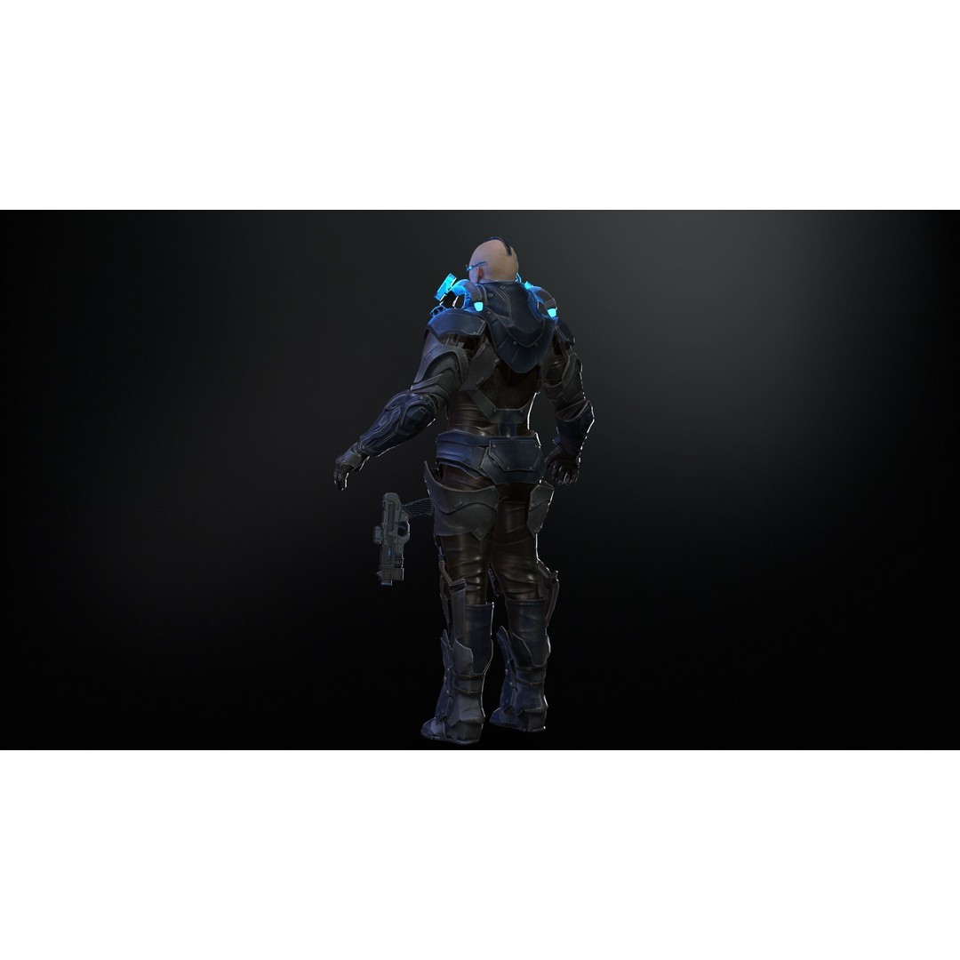 Cyborg Cop 3D Model – Low Poly Game Asset, FBX, Animated - View 14