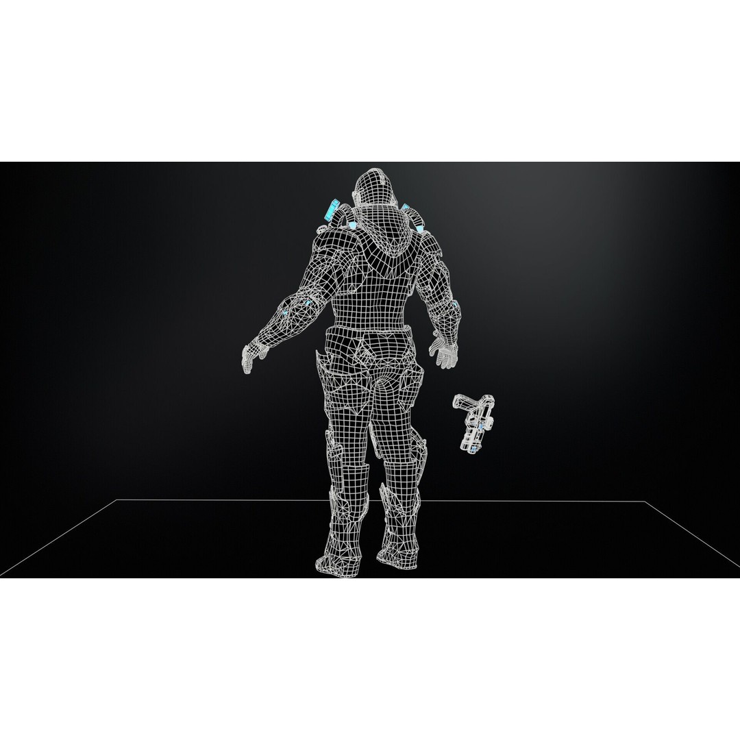 Cyborg Cop 3D Model – Low Poly Game Asset, FBX, Animated - View 24