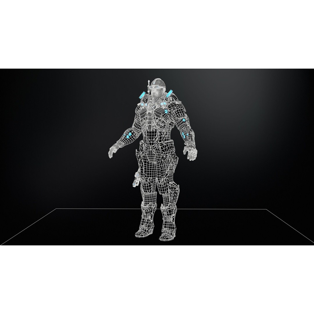 Cyborg Cop 3D Model – Low Poly Game Asset, FBX, Animated - View 26