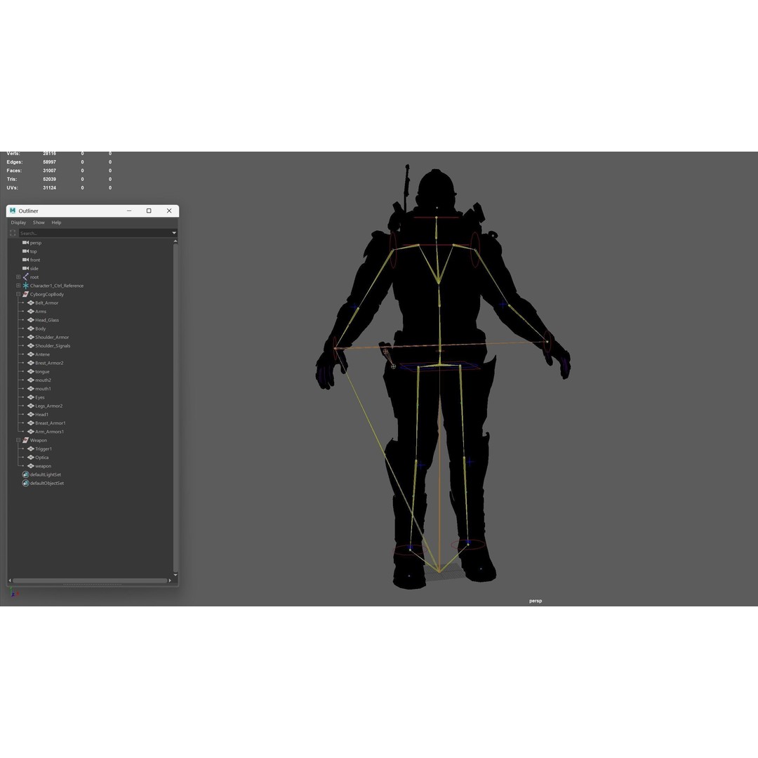 Cyborg Cop 3D Model – Low Poly Game Asset, FBX, Animated - View 29