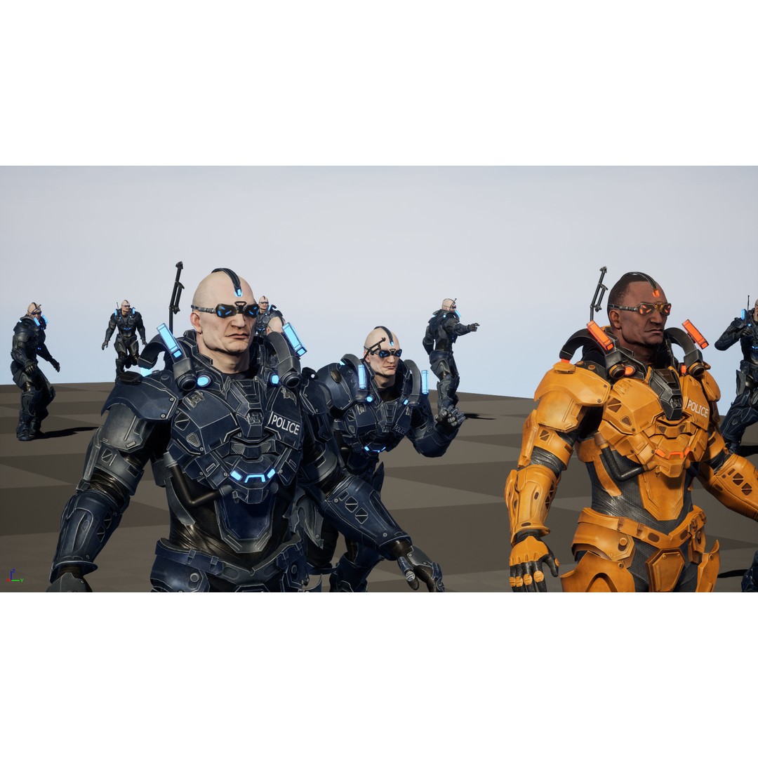 Cyborg Cop 3D Model – Low Poly Game Asset, FBX, Animated - View 30
