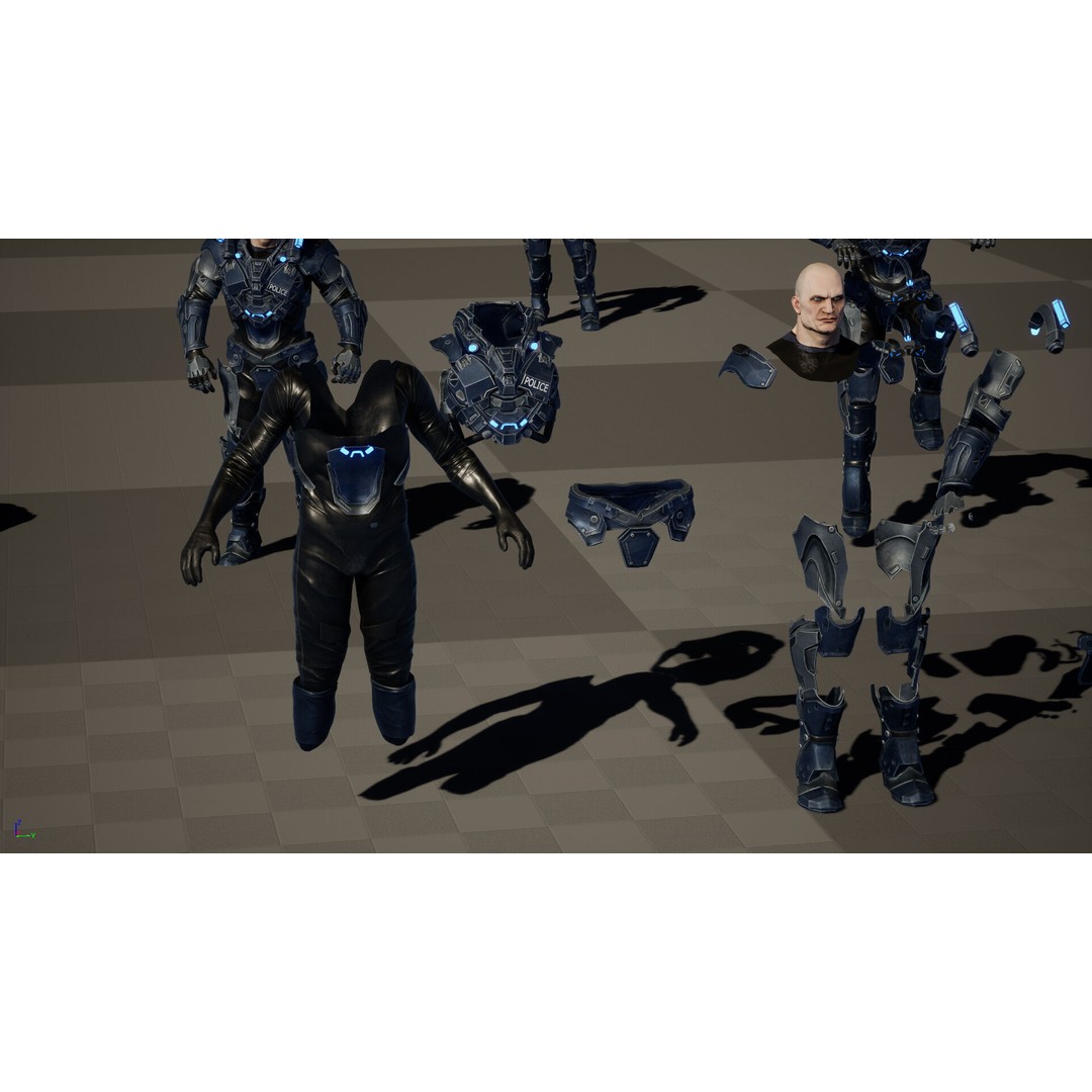Cyborg Cop 3D Model – Low Poly Game Asset, FBX, Animated - View 34