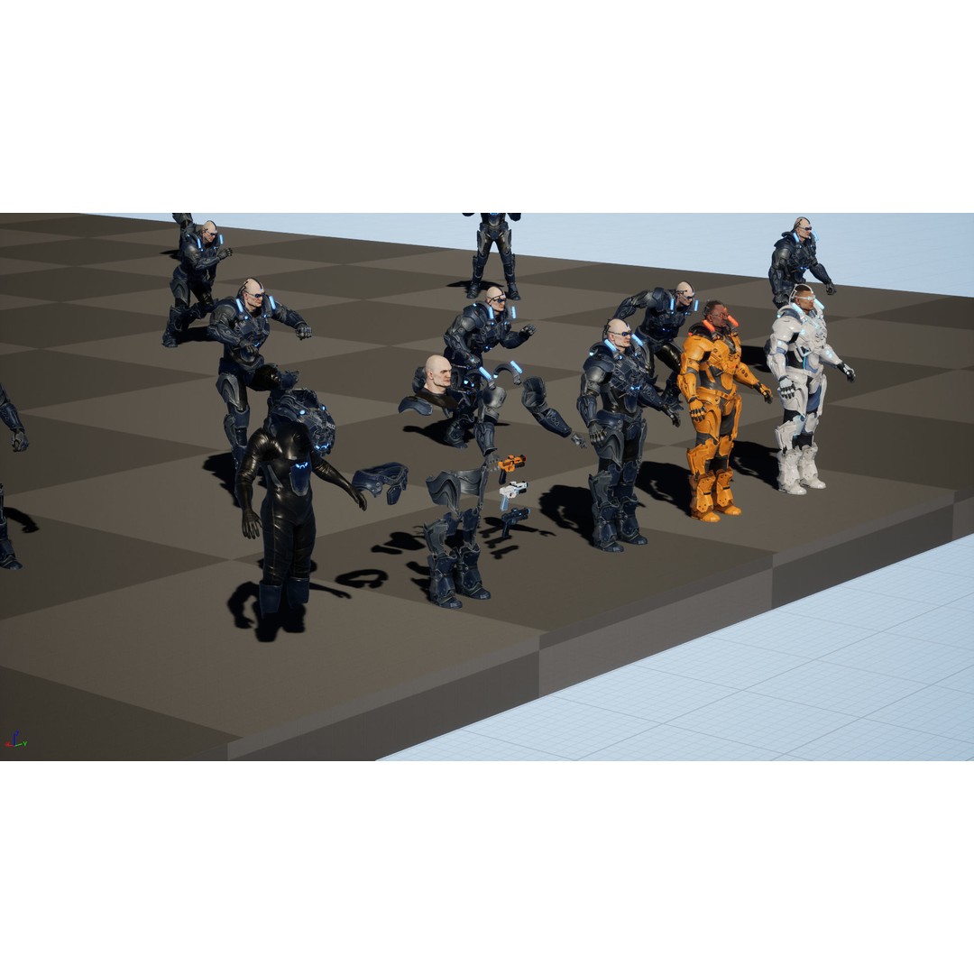 Cyborg Cop 3D Model – Low Poly Game Asset, FBX, Animated - View 35