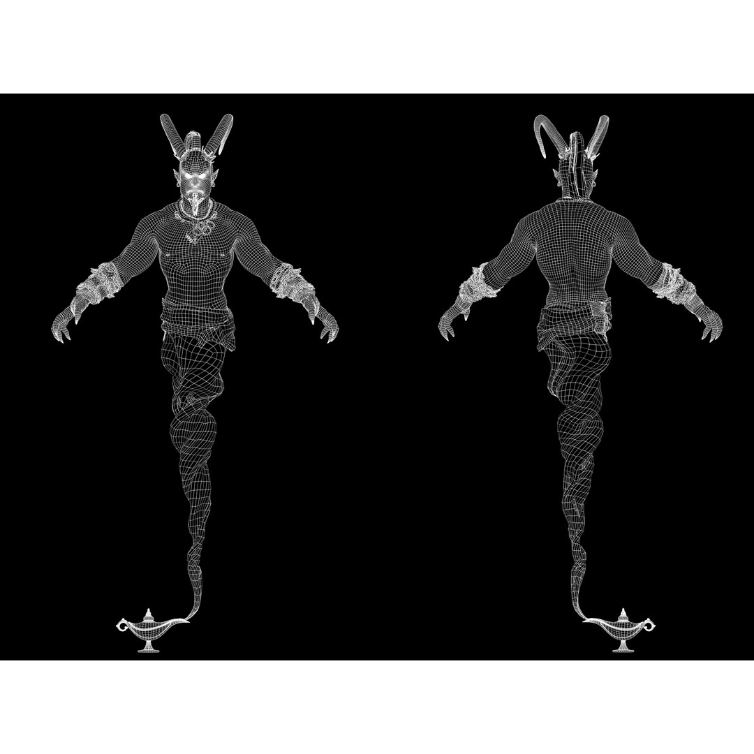 Genie 3D Model – Low Poly Character with Rigging and PBR Textures
