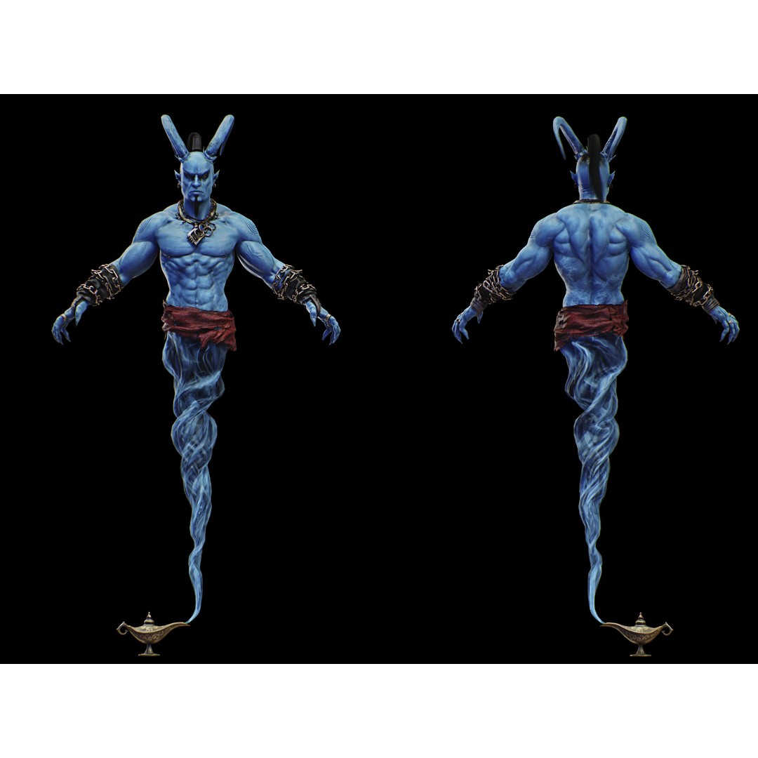 Genie 3D Model – Low Poly Character with Rigging and PBR Textures - View 10