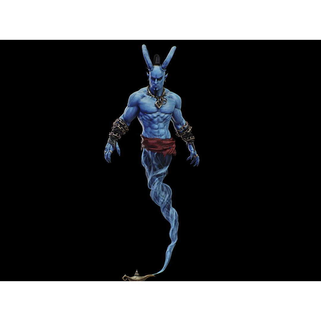 Genie 3D Model – Low Poly Character with Rigging and PBR Textures - View 9