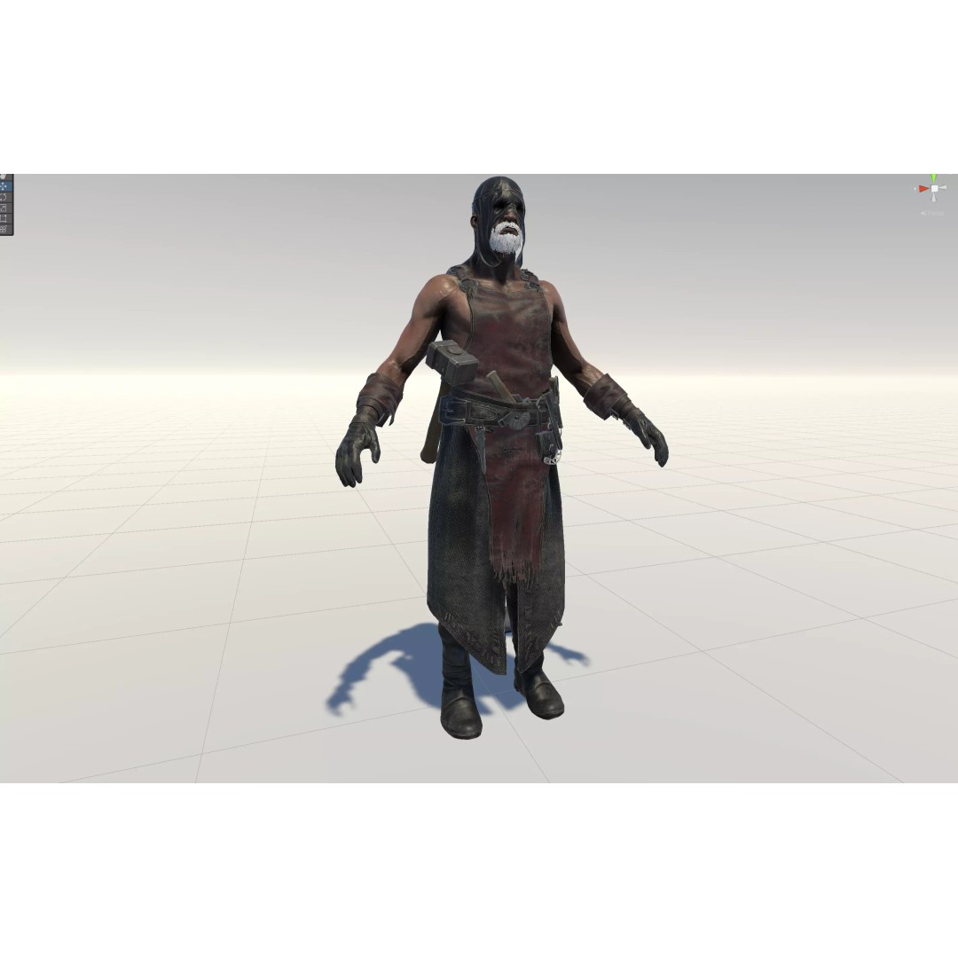 Blacksmith 3D Model – Low Poly Rigged Character with 15 Animations