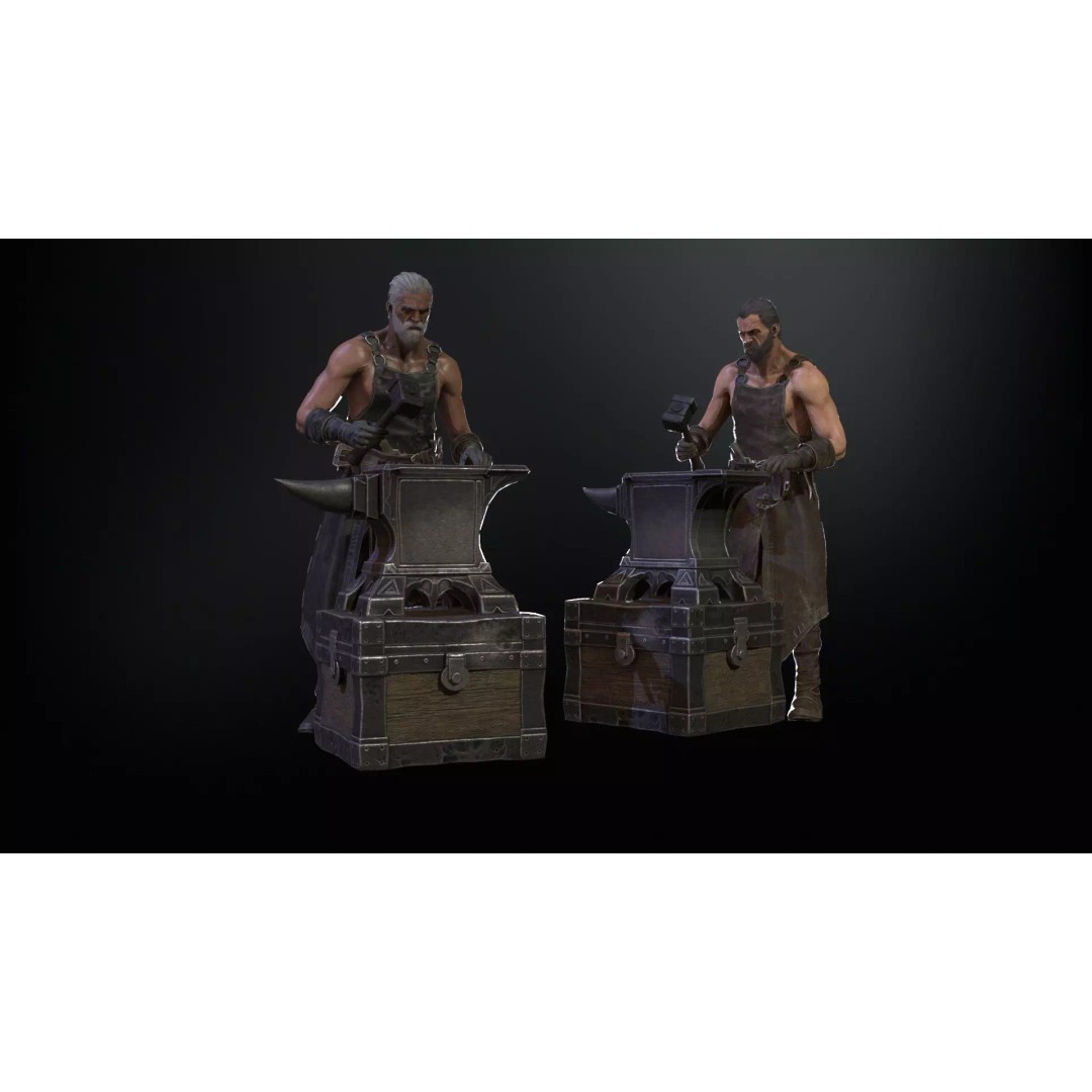 Blacksmith 3D Model – Low Poly Rigged Character with 15 Animations - View 10