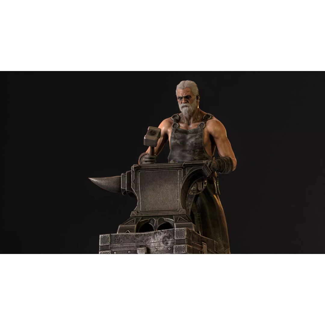 Blacksmith 3D Model – Low Poly Rigged Character with 15 Animations - View 11