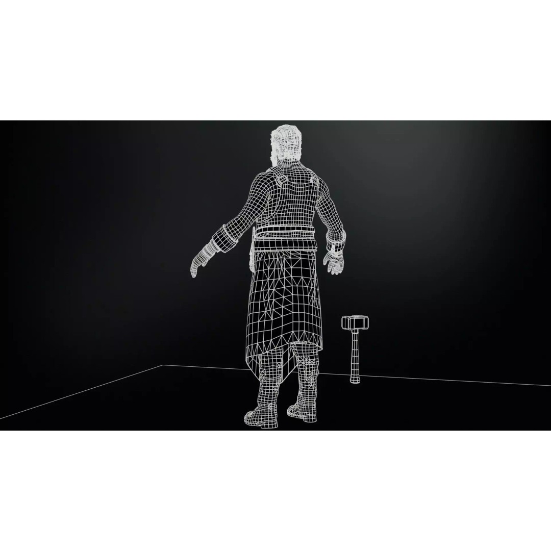 Blacksmith 3D Model – Low Poly Rigged Character with 15 Animations - View 15