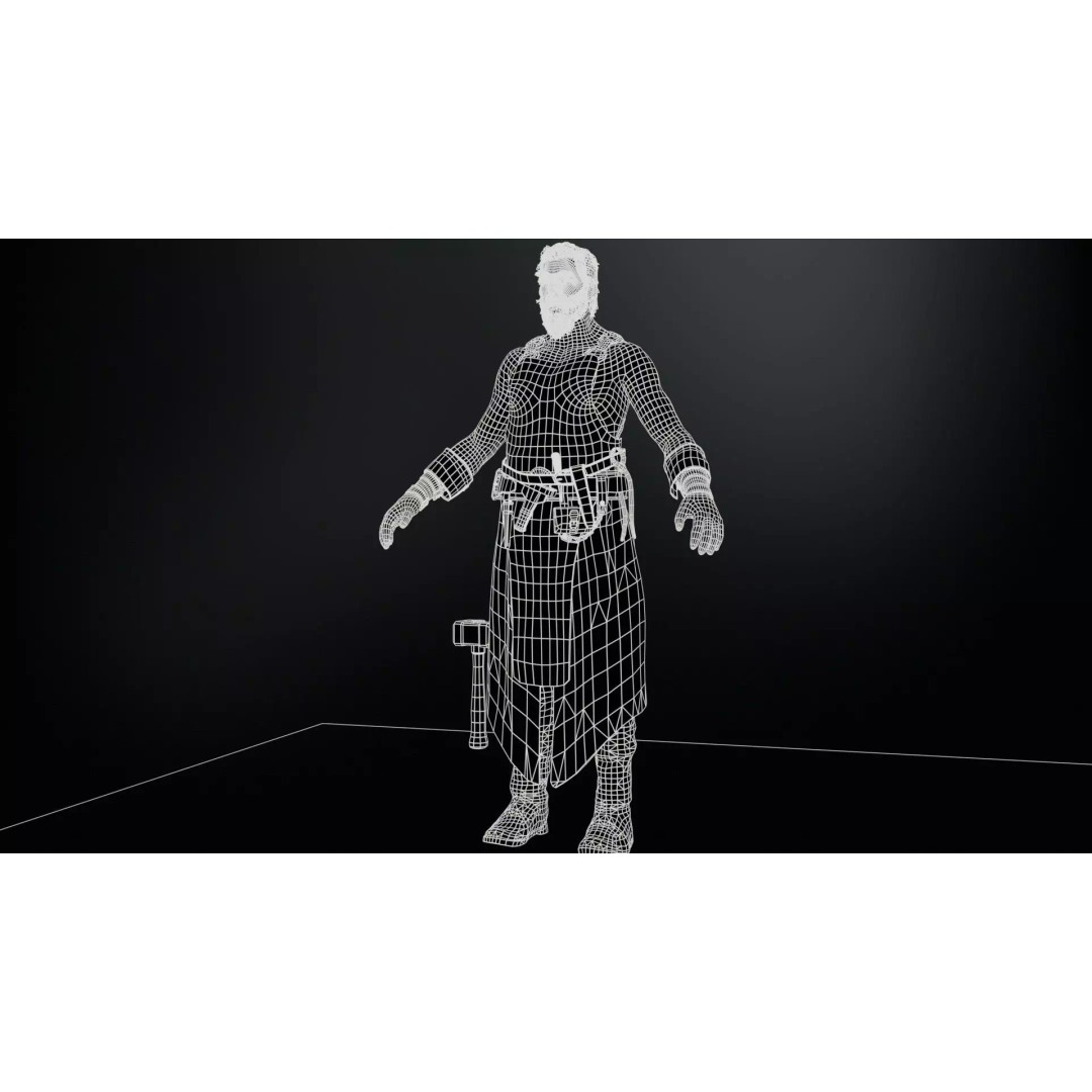 Blacksmith 3D Model – Low Poly Rigged Character with 15 Animations - View 17