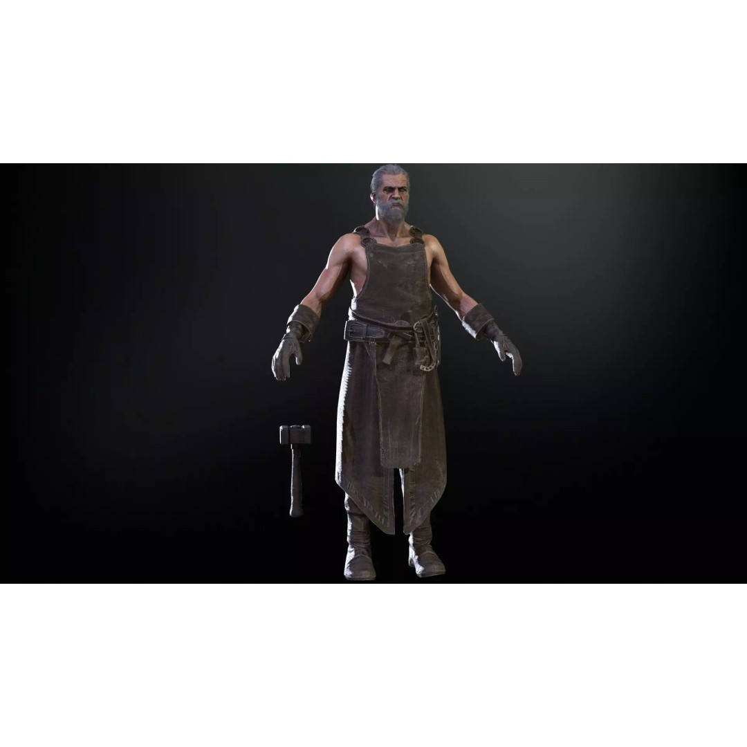 Blacksmith 3D Model – Low Poly Rigged Character with 15 Animations - View 18