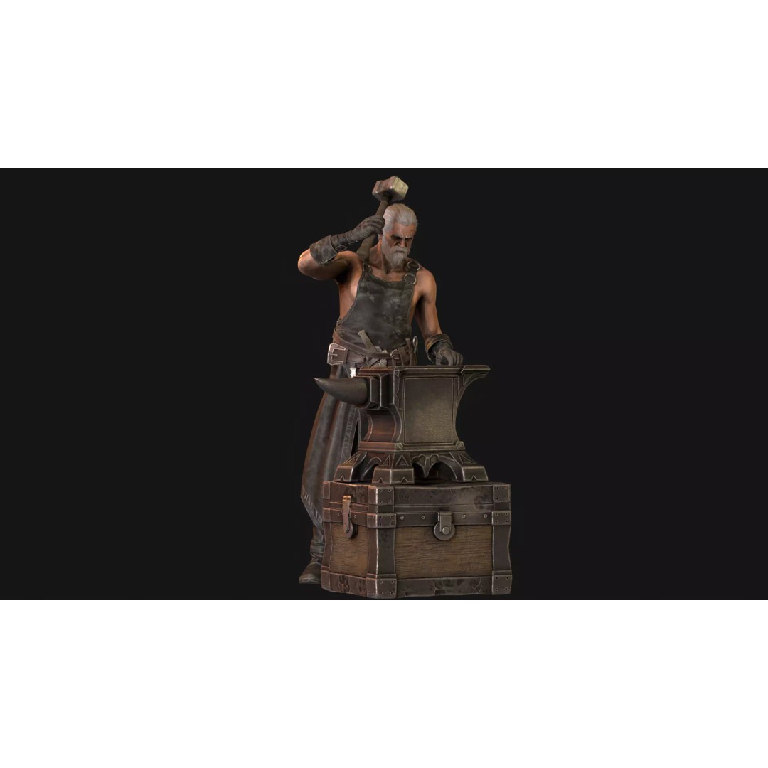 Blacksmith 3D Model – Low Poly Rigged Character with 15 Animations - View 19