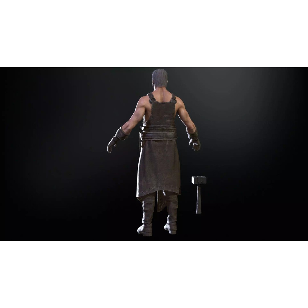 Blacksmith 3D Model – Low Poly Rigged Character with 15 Animations - View 20