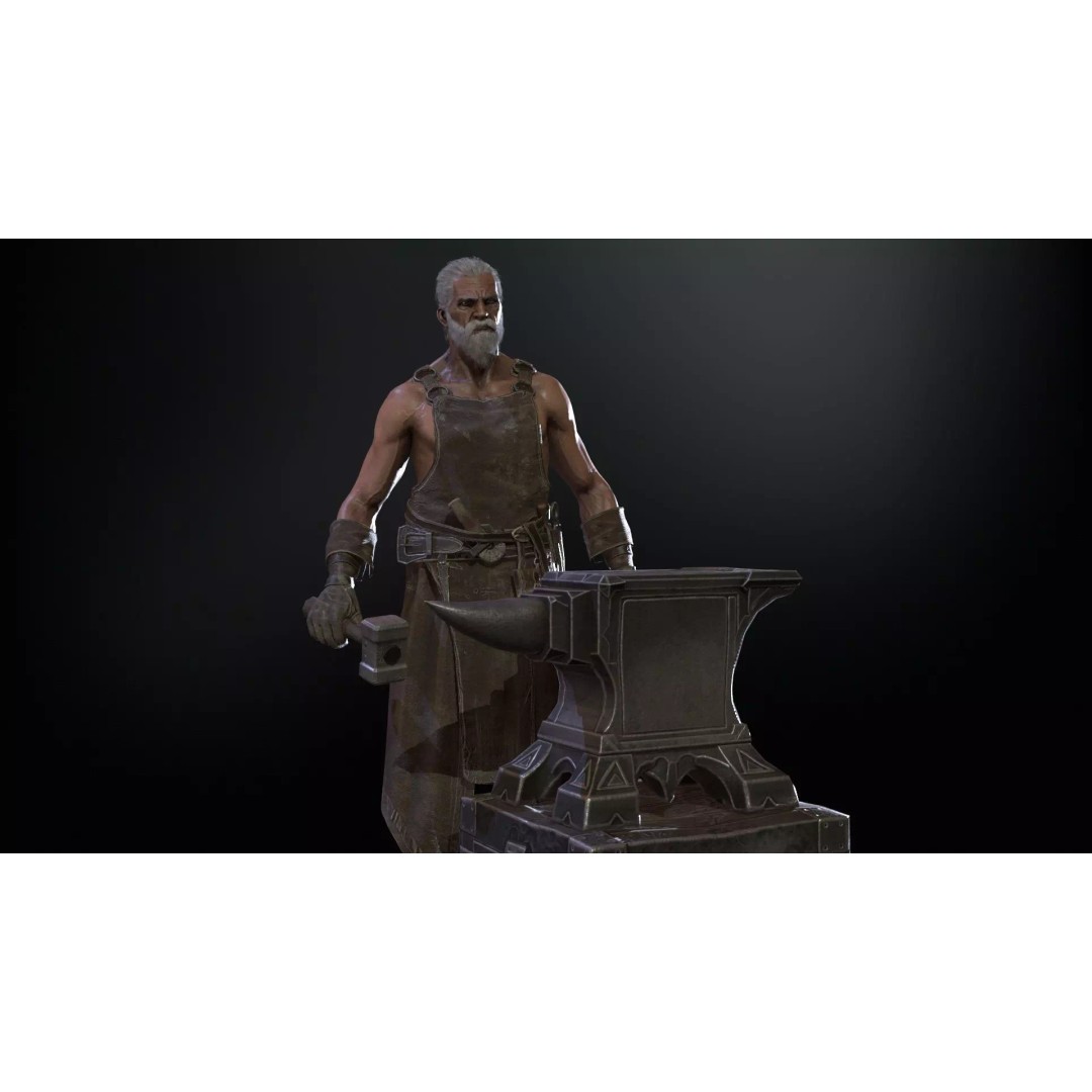 Blacksmith 3D Model – Low Poly Rigged Character with 15 Animations - View 26