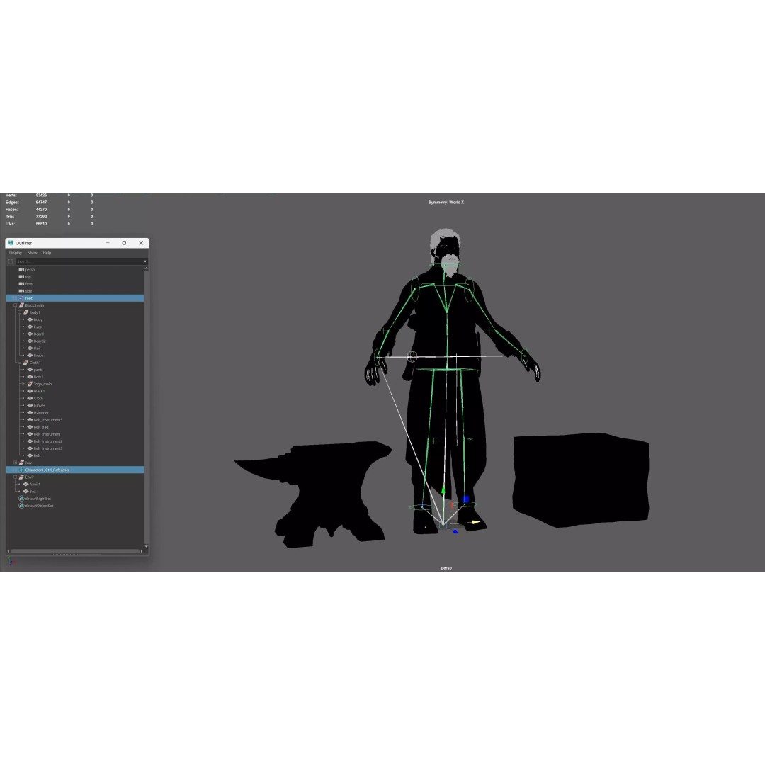 Blacksmith 3D Model – Low Poly Rigged Character with 15 Animations - View 30