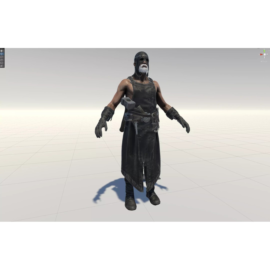 Blacksmith 3D Model – Low Poly Rigged Character with 15 Animations - View 37