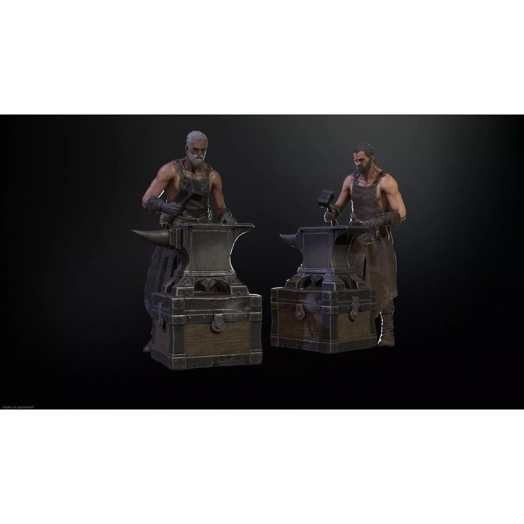 Blacksmith 3D Model – Low Poly Rigged Character with 15 Animations - View 6