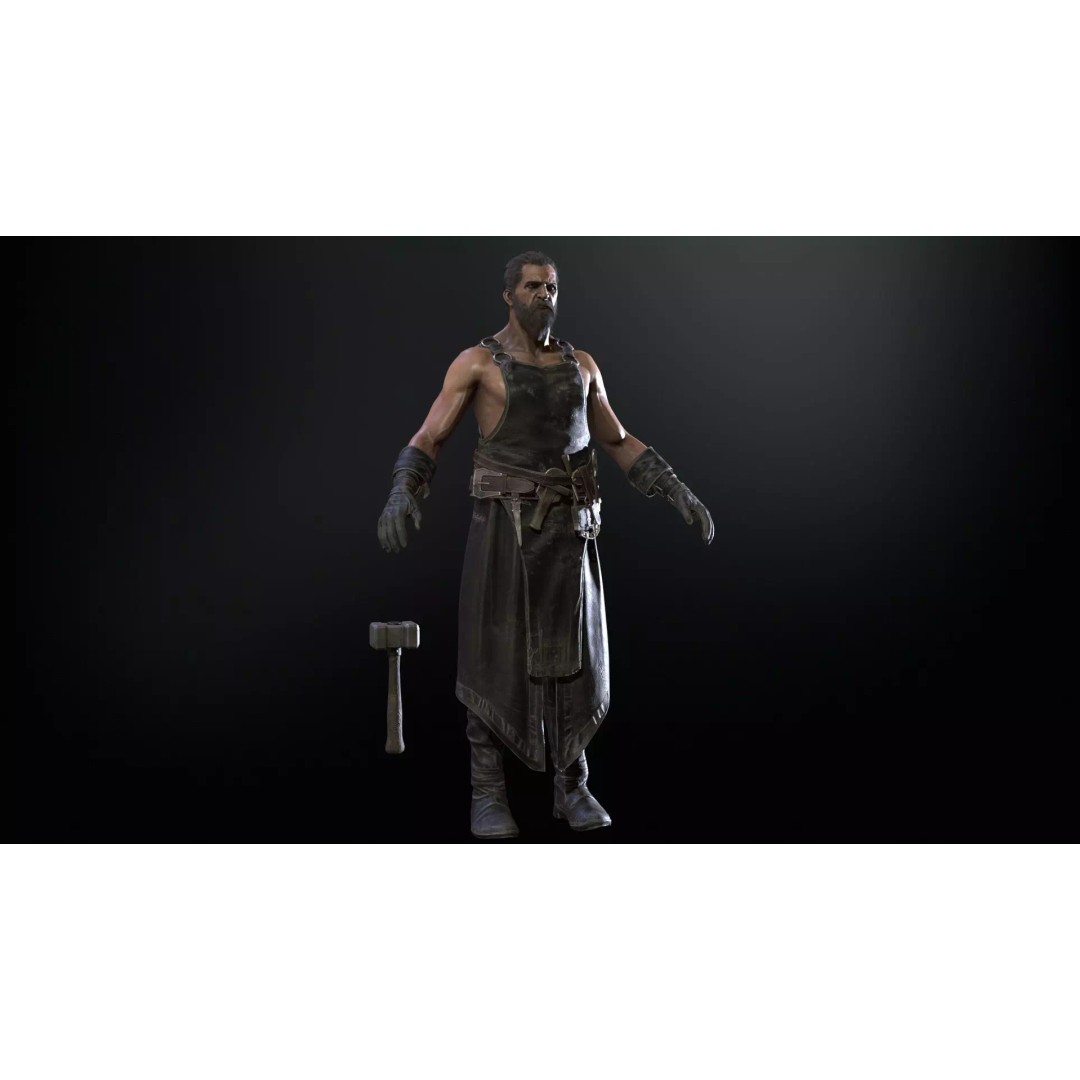 Blacksmith 3D Model – Low Poly Rigged Character with 15 Animations - View 7