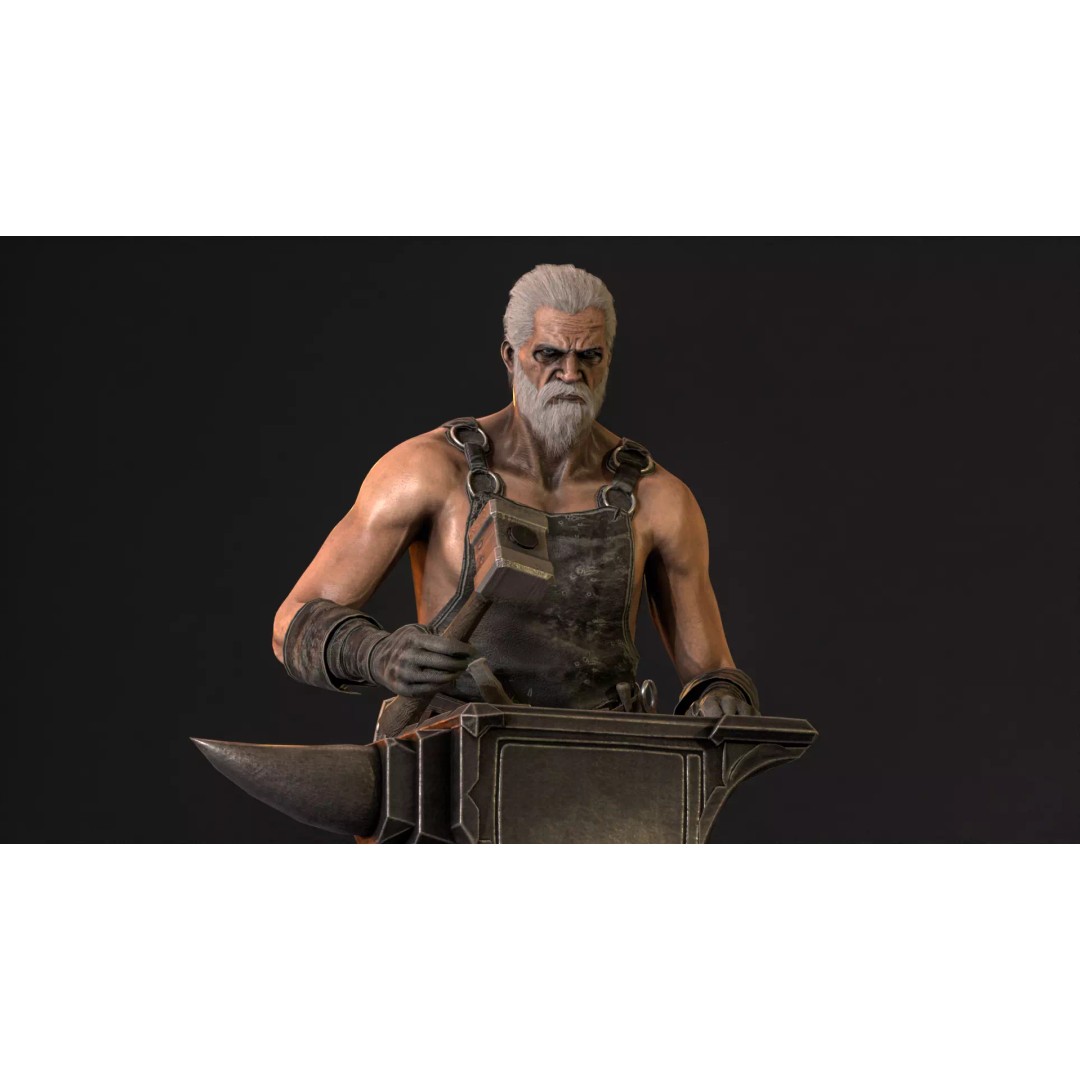 Blacksmith 3D Model – Low Poly Rigged Character with 15 Animations - View 9