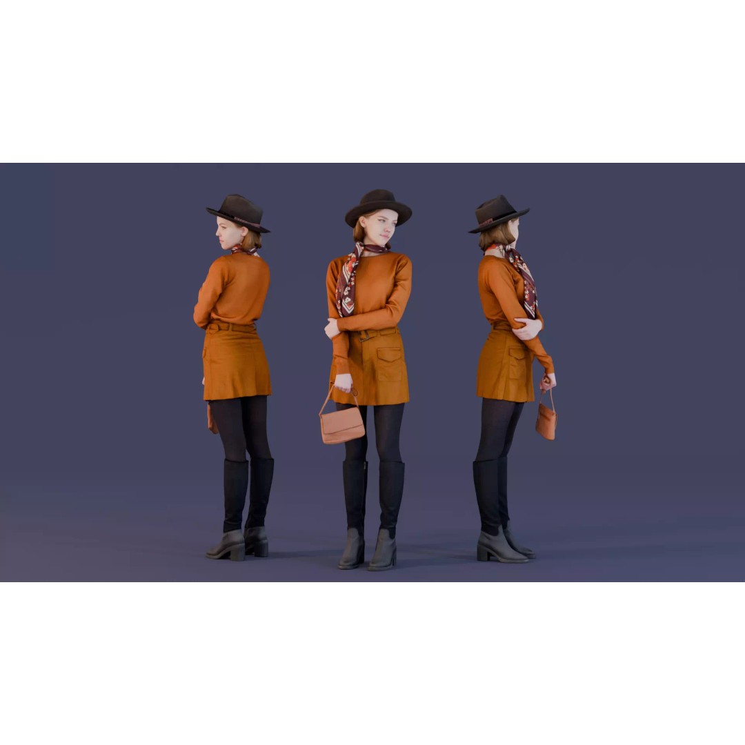 Broadway Lady 3D Model – Stylish Character for Urban Scenes, FBX