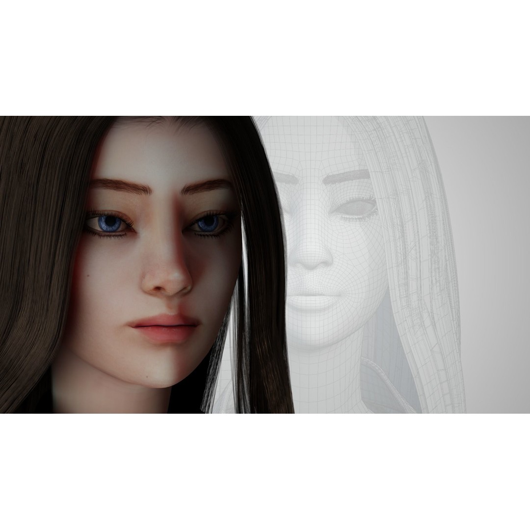 Realistic Girl 3D Model – Game Ready Low-Poly Character, FBX, Blender