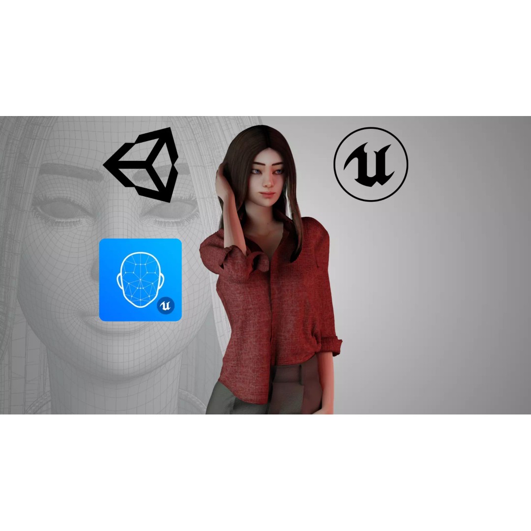 Realistic Girl 3D Model – Game Ready Low-Poly Character, FBX, Blender - View 2