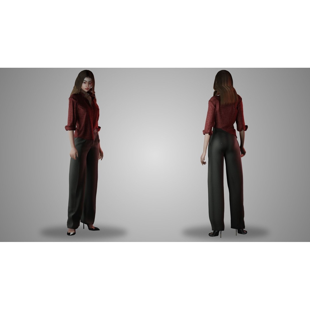 Realistic Girl 3D Model – Game Ready Low-Poly Character, FBX, Blender - View 3