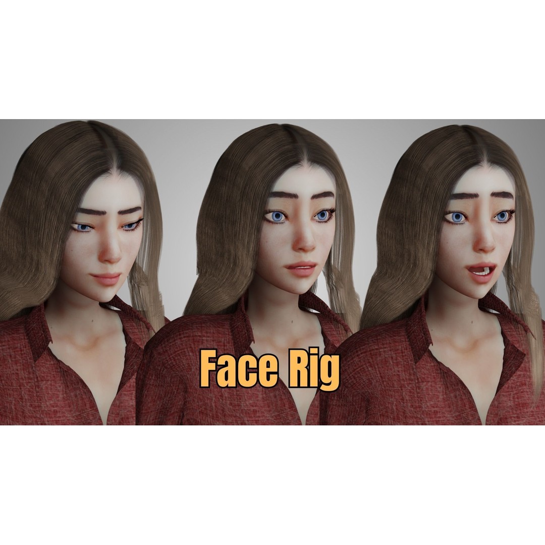 Realistic Girl 3D Model – Game Ready Low-Poly Character, FBX, Blender - View 4