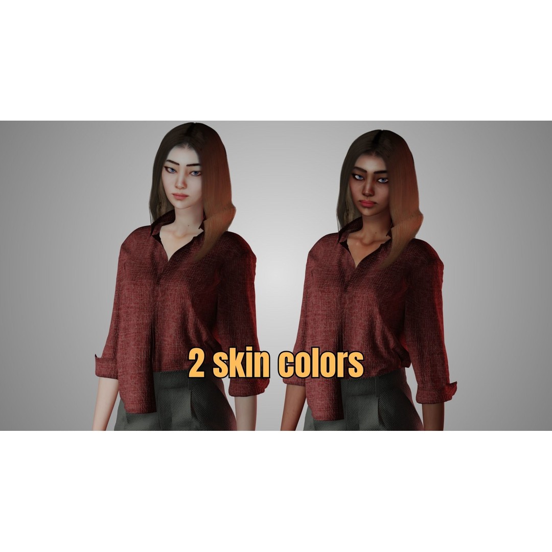 Realistic Girl 3D Model – Game Ready Low-Poly Character, FBX, Blender - View 6