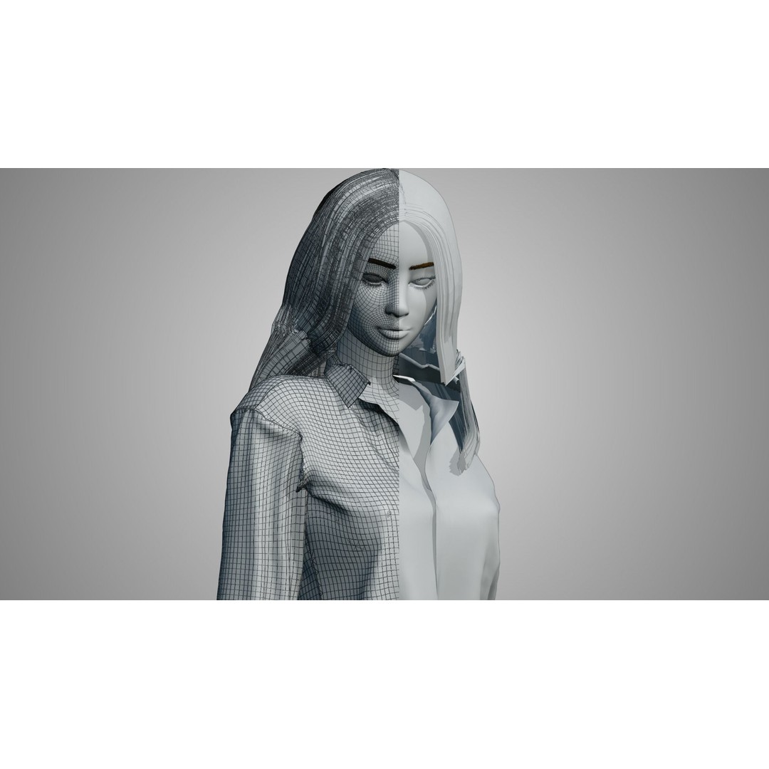 Realistic Girl 3D Model – Game Ready Low-Poly Character, FBX, Blender - View 7