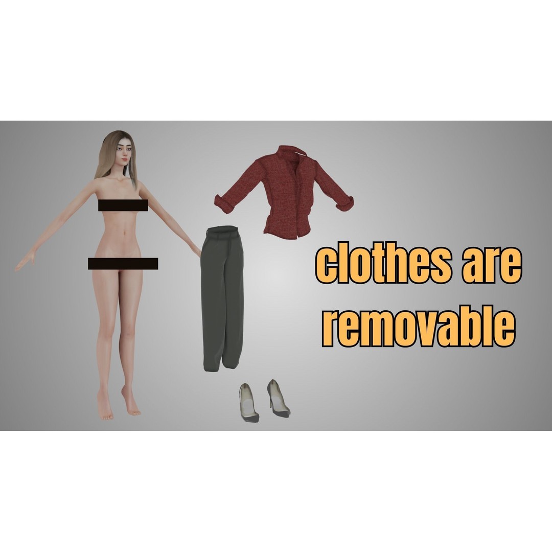 Realistic Girl 3D Model – Game Ready Low-Poly Character, FBX, Blender - View 9
