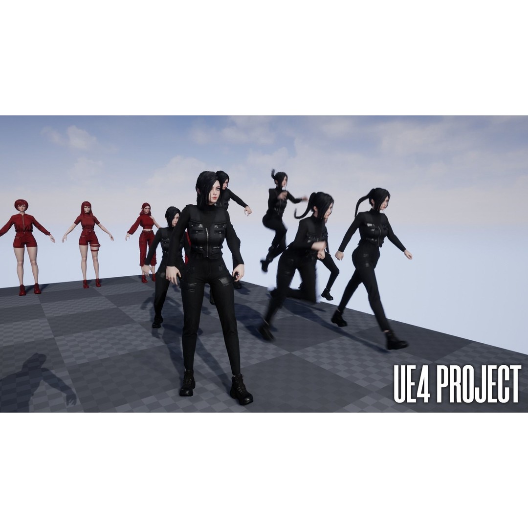 Techwear Girl 3D Model – Game Ready Low-Poly Rigged Character, FBX - View 21