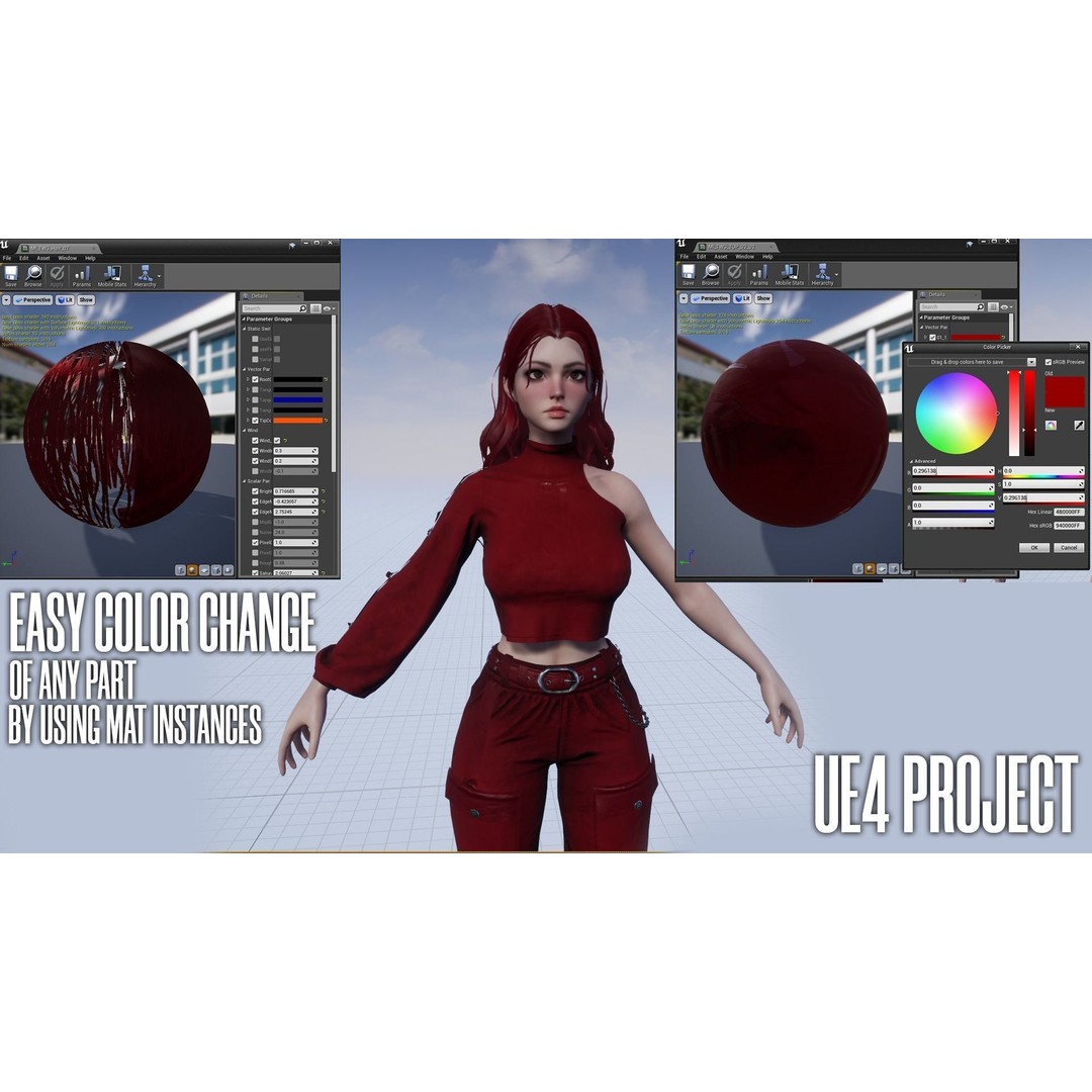 Techwear Girl 3D Model – Game Ready Low-Poly Rigged Character, FBX - View 23