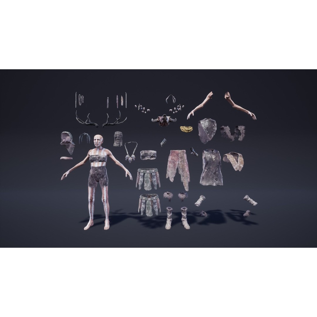 Survival Character 3D Model – Low Poly Grandma Oracle, FBX, Rigged