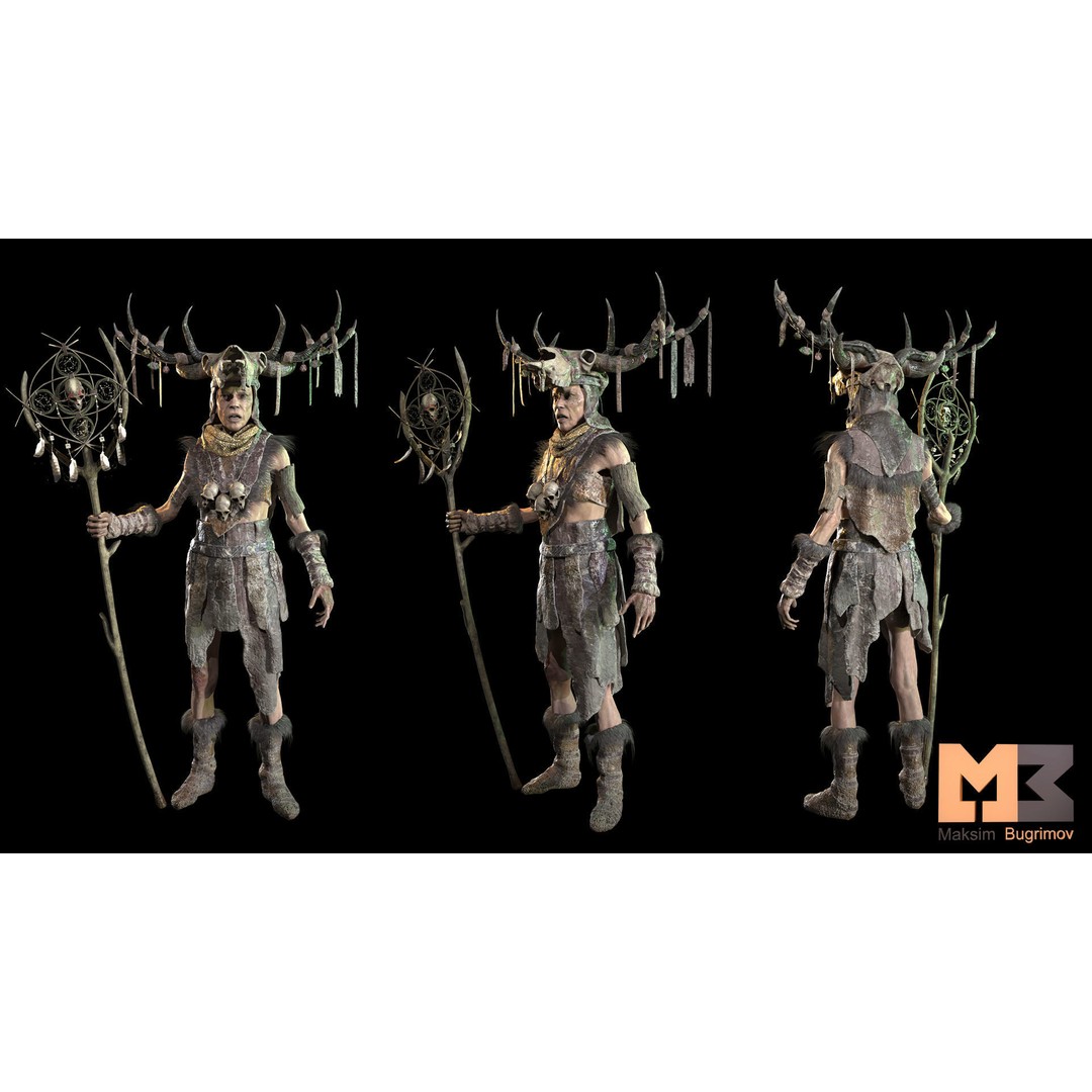 Survival Character 3D Model – Low Poly Grandma Oracle, FBX, Rigged - View 3