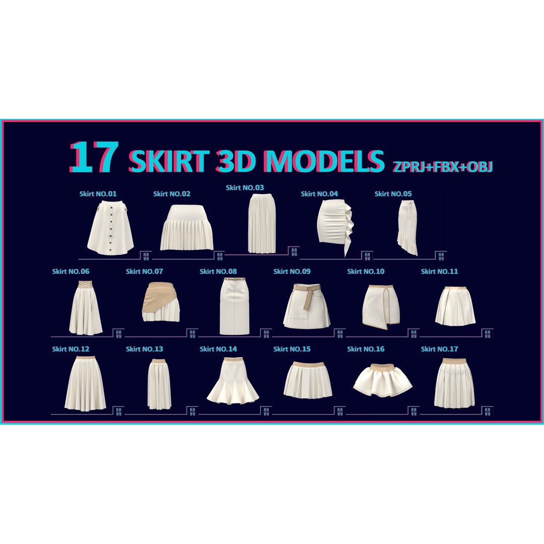 Women’s 3D Model – Low Poly Pants, Shorts & Skirts Collection, FBX & OBJ - View 15