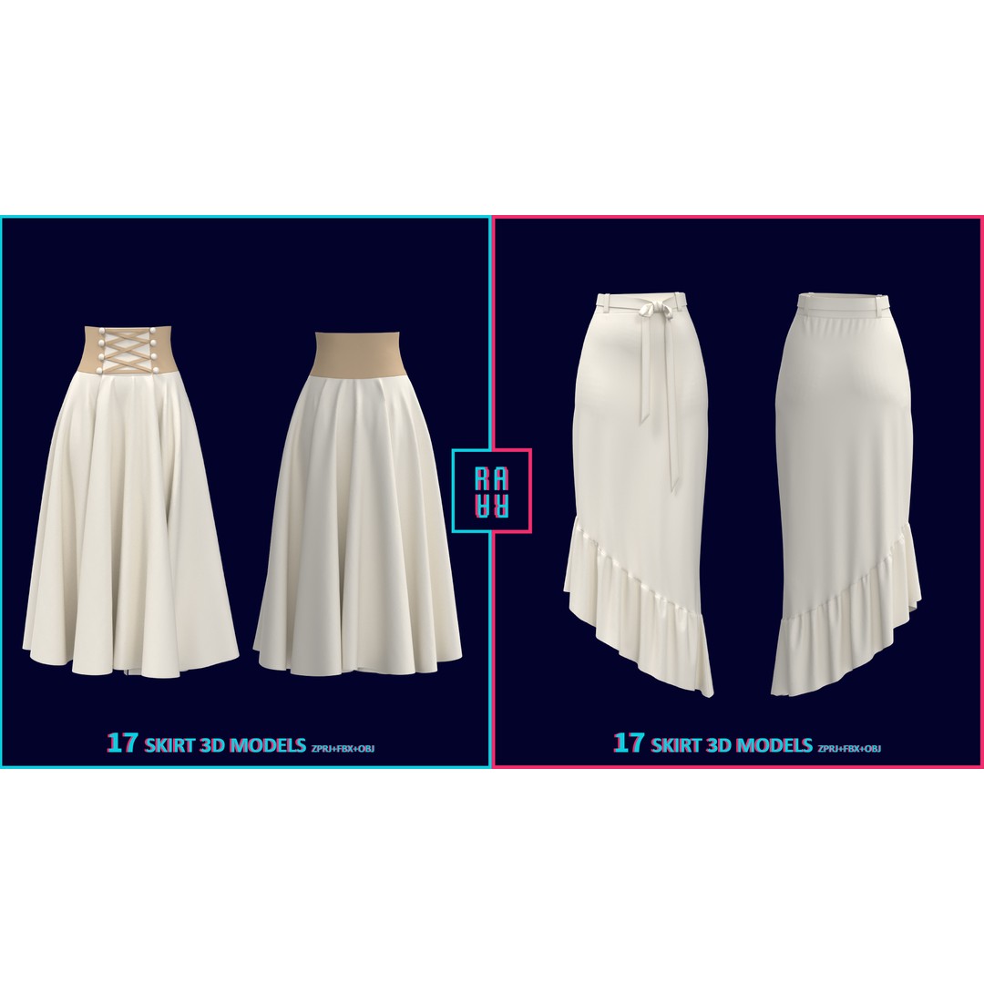 Women’s 3D Model – Low Poly Pants, Shorts & Skirts Collection, FBX & OBJ - View 17