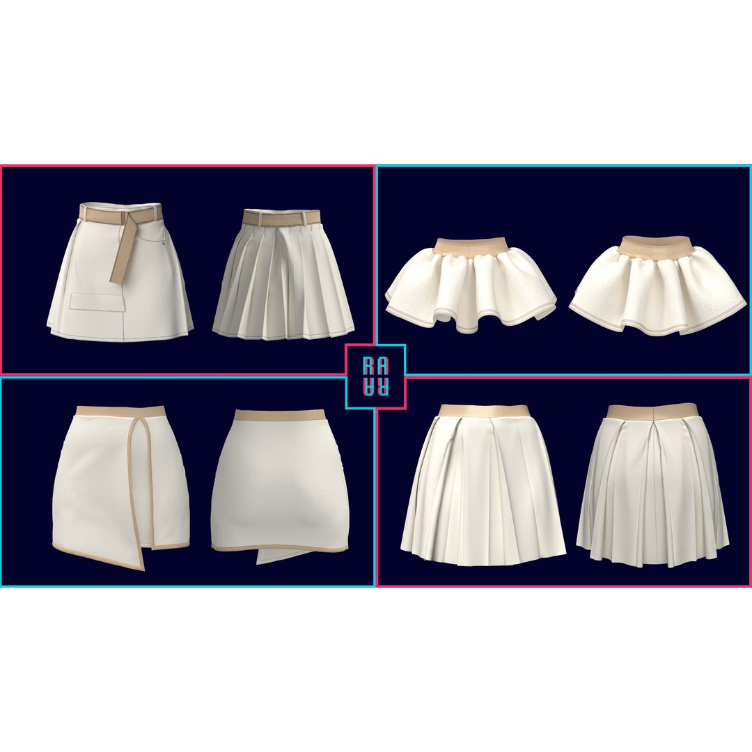 Women’s 3D Model – Low Poly Pants, Shorts & Skirts Collection, FBX & OBJ - View 19