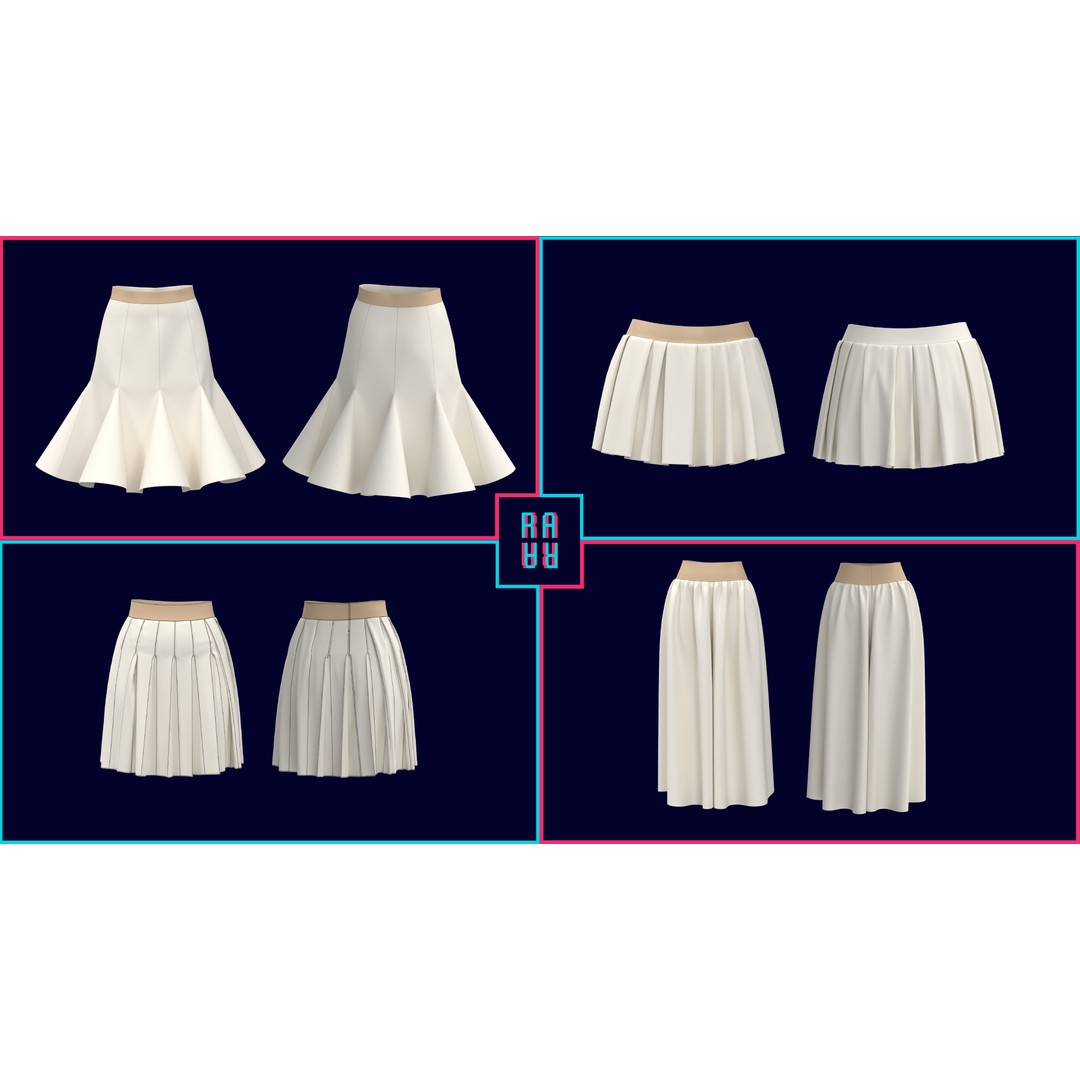 Women’s 3D Model – Low Poly Pants, Shorts & Skirts Collection, FBX & OBJ - View 20