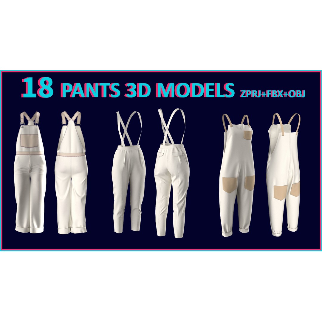 Women’s 3D Model – Low Poly Pants, Shorts & Skirts Collection, FBX & OBJ - View 8