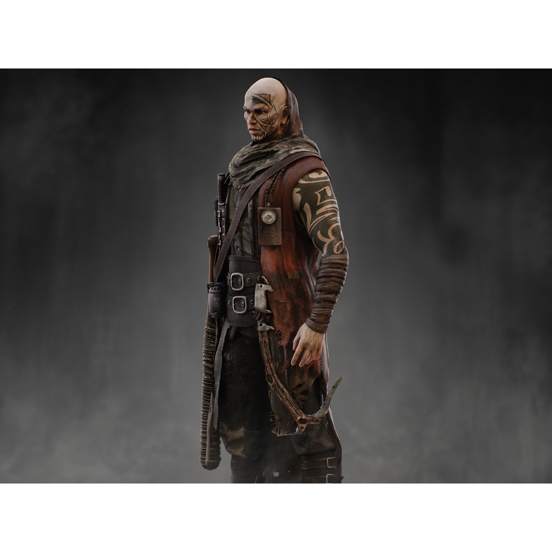 Post Apocalyptic Man 3D Model – Low Poly Rigged Character, FBX, PBR - View 10