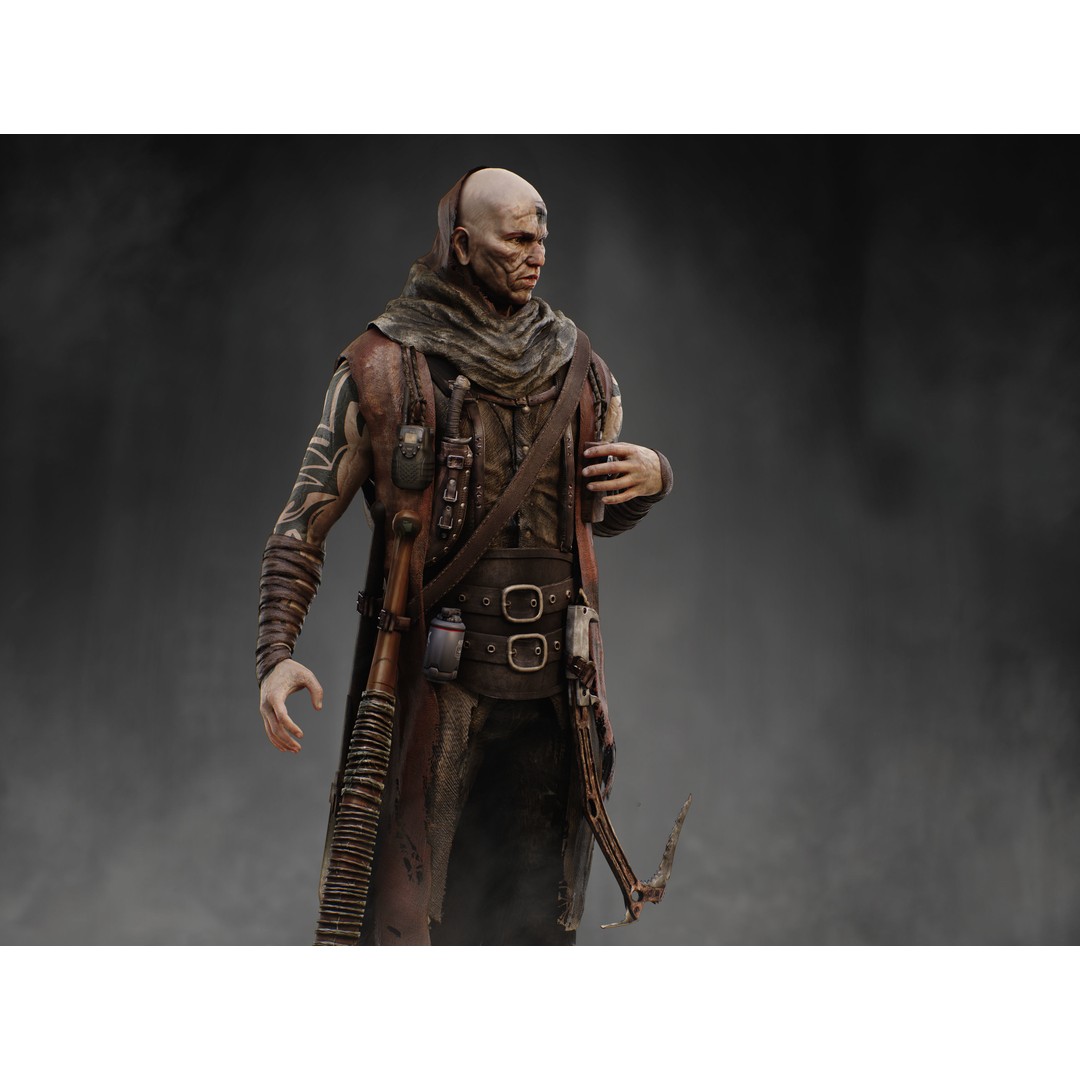 Post Apocalyptic Man 3D Model – Low Poly Rigged Character, FBX, PBR - View 13
