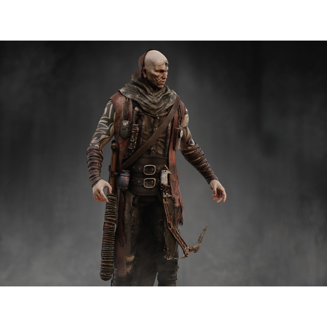 Post Apocalyptic Man 3D Model – Low Poly Rigged Character, FBX, PBR - View 14