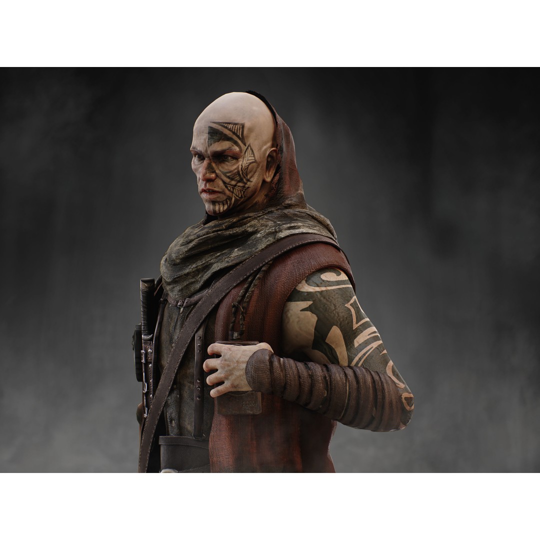 Post Apocalyptic Man 3D Model – Low Poly Rigged Character, FBX, PBR - View 15