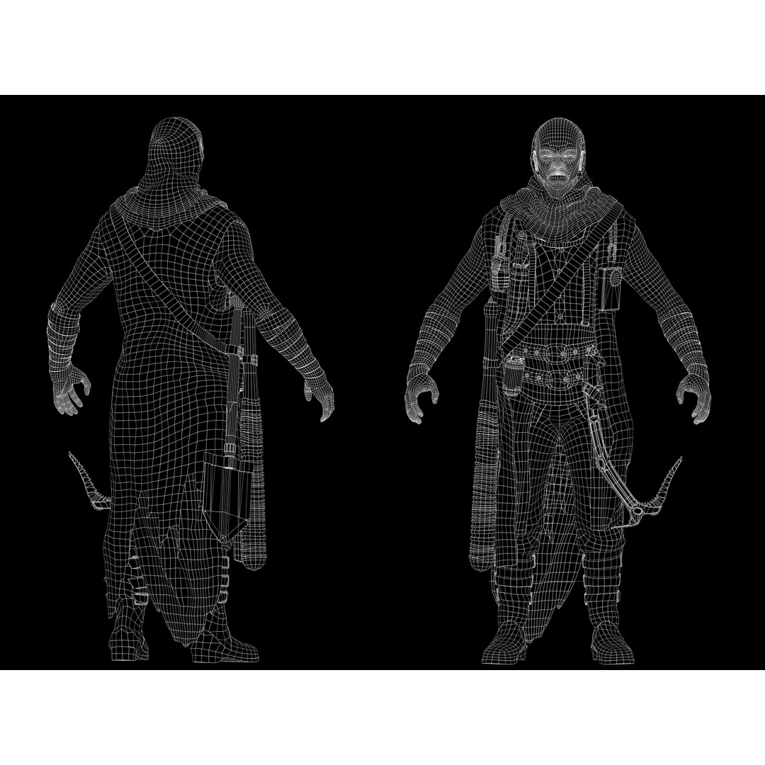 Post Apocalyptic Man 3D Model – Low Poly Rigged Character, FBX, PBR - View 16