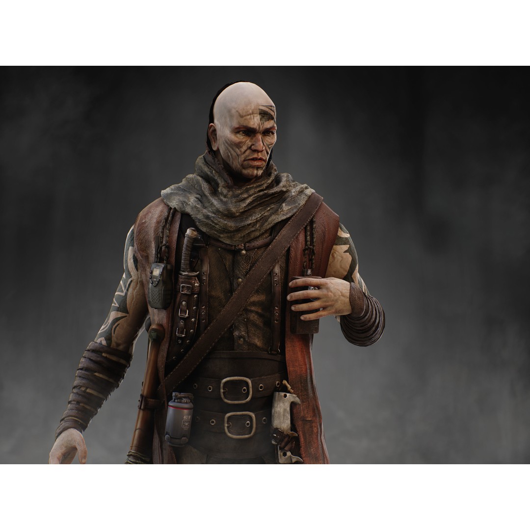 Post Apocalyptic Man 3D Model – Low Poly Rigged Character, FBX, PBR - View 3