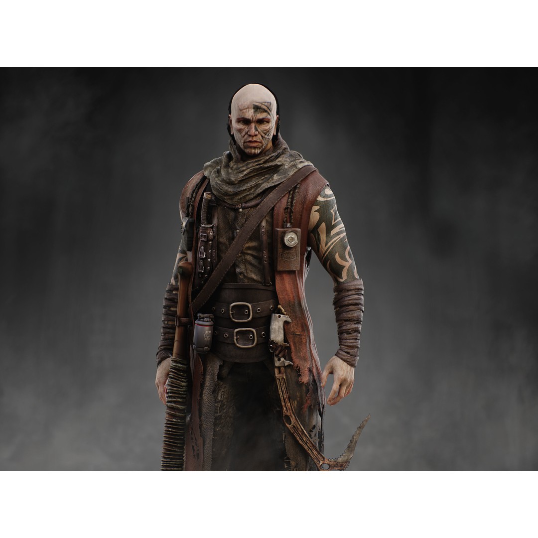 Post Apocalyptic Man 3D Model – Low Poly Rigged Character, FBX, PBR - View 4