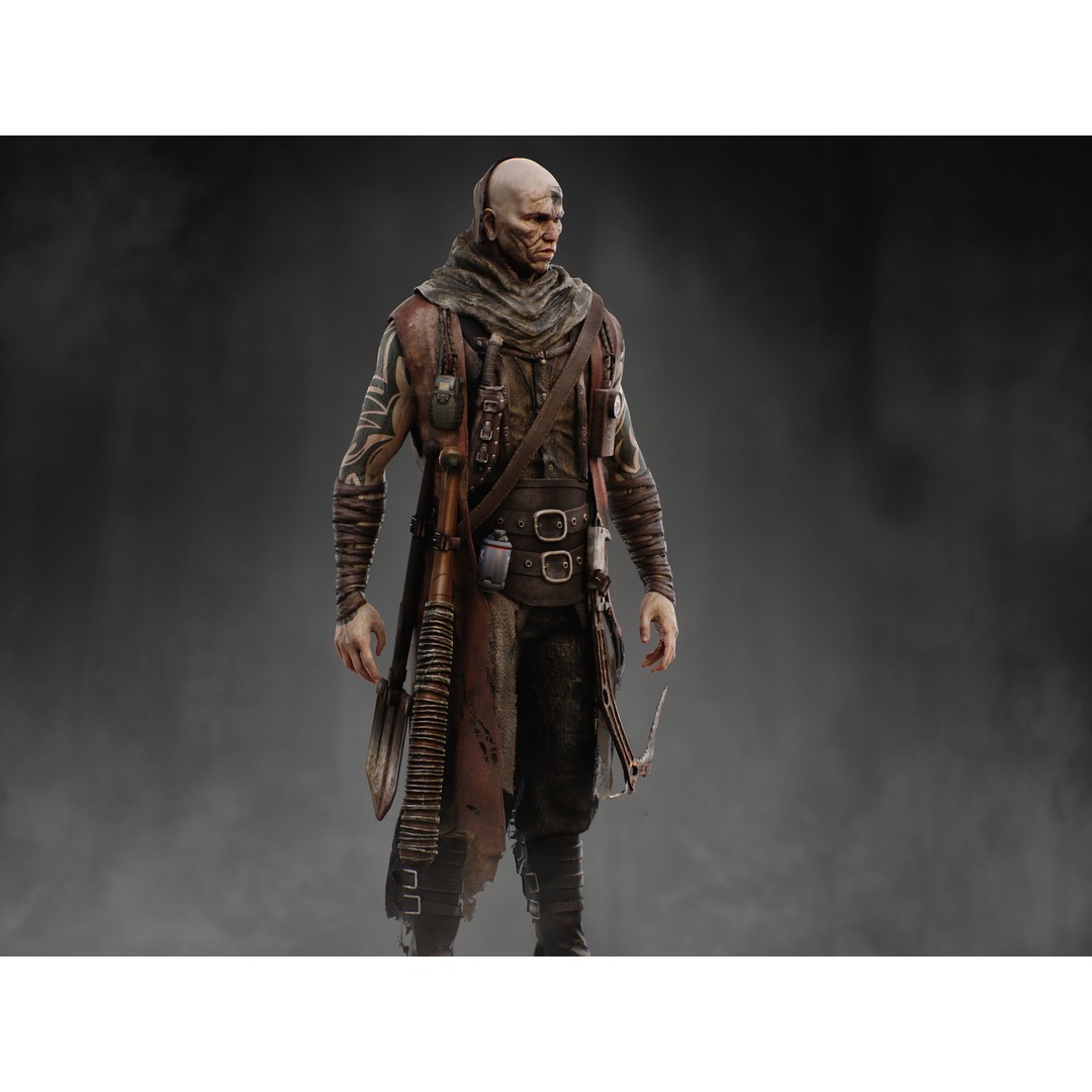 Post Apocalyptic Man 3D Model – Low Poly Rigged Character, FBX, PBR - View 5